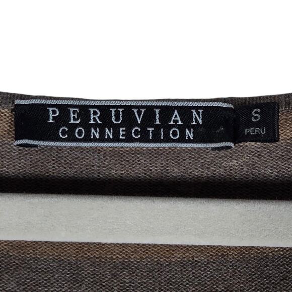 Peruvian Connection Dress Womens Small Brown Gray Striped Pima Cotton Knit - Picture 5 of 10